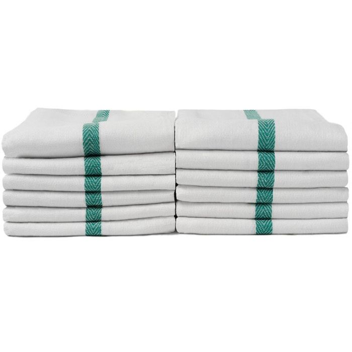 Partex Green Stripe Barber Towels 12 Packs