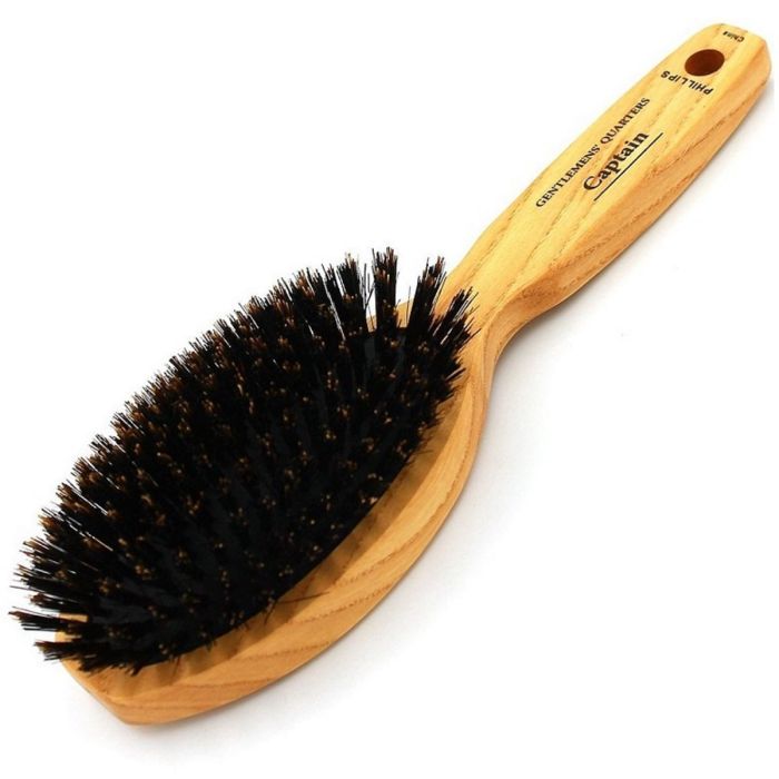 Phillips Brush Gentlemens Quarters Captain Oval Cushion Boar Bristle Hair Brush