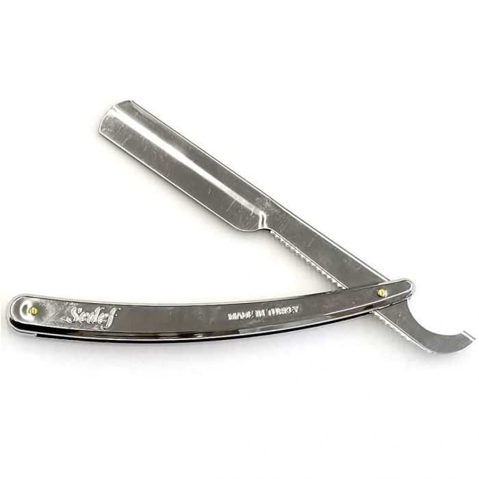 Sedef Plastic Handle Turkish Straight Razor - Silver