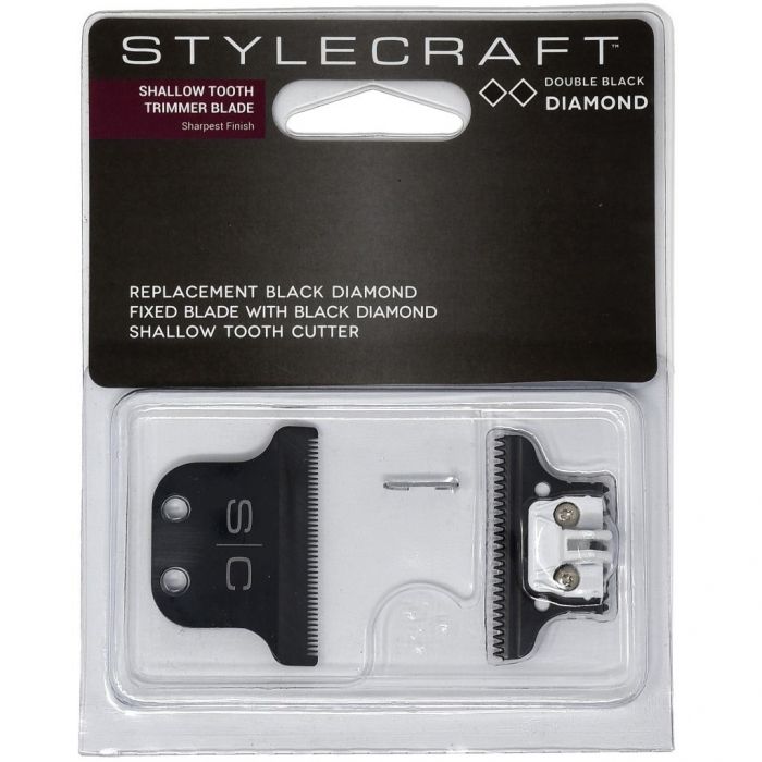 Stylecraft Replacement Black Diamond Fixed Blade with Black Diamond Cutter - Shallow Tooth Trimmer Blade #SCTBDLCS