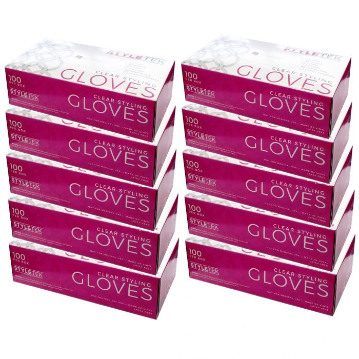 Styletek Deluxe Touch Clear Vinyl Gloves 100 Pcs - Medium #7126PF - 10 Pack