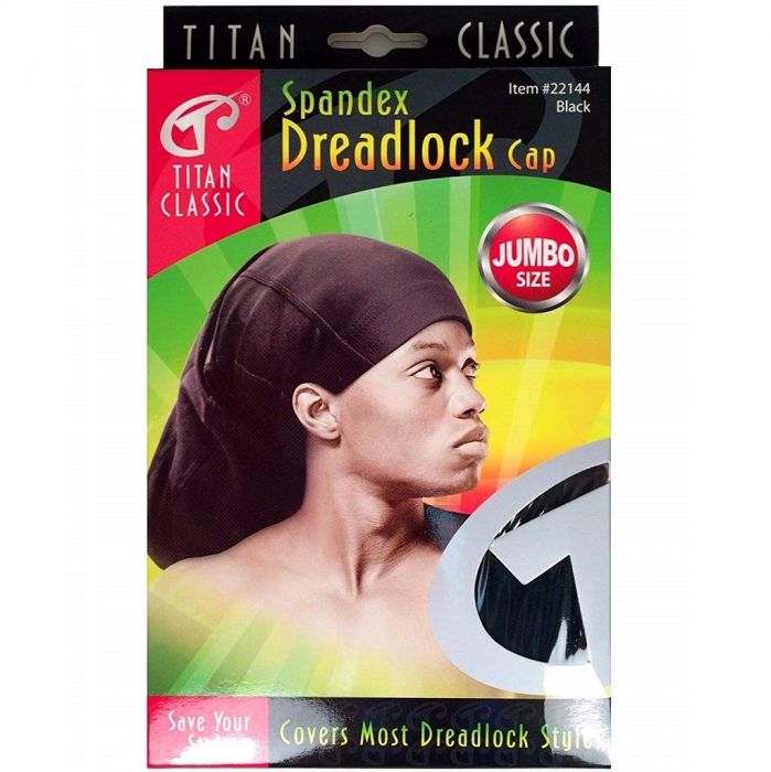 Titan Classic Spandex Dreadlock Cap Jumbo Size - Black #22144
