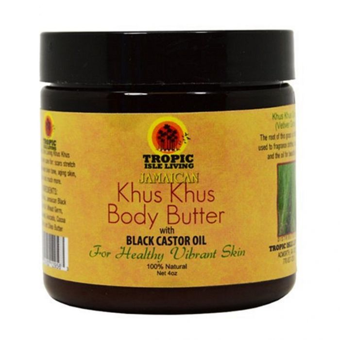 Tropic Isle Living Jamaican Khus Khus Body Butter with Black Castor Oil 4 oz