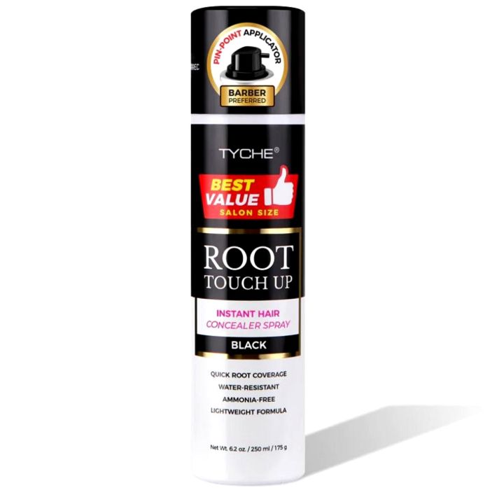 Tyche Root Touch Up Instant Hair Concealer Spray - Black 6.2 oz #HLTU10 [SALON SIZE]