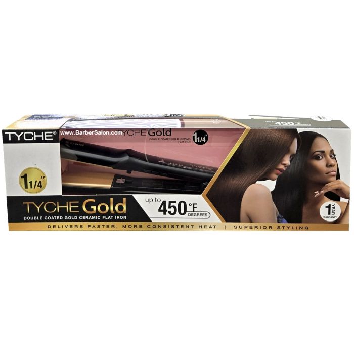 Tyche Double Coated Gold Ceramic Flat Iron - 1-1/4" #TG125