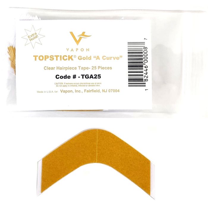 Vapon Topstick "A Curve" Gold Hairpiece Tape - 25 Strips #TGA25