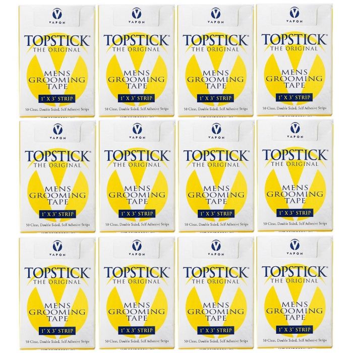 Vapon Topstick Mens Grooming Tape [1" x 3" Strip] - 50 Strips [12 Pack]