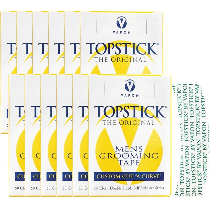 Vapon Topstick Mens Grooming Tape (Custom Cut "A Curve") - 50 Strips #TSC50 [12 Pack]