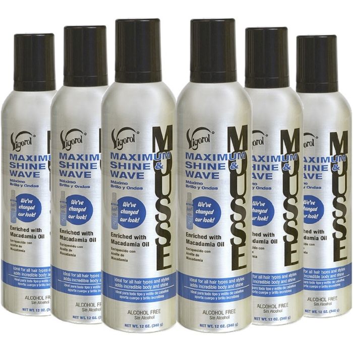 Vigorol Maximum Shine Wave Mousse 12 oz [6 Pack]