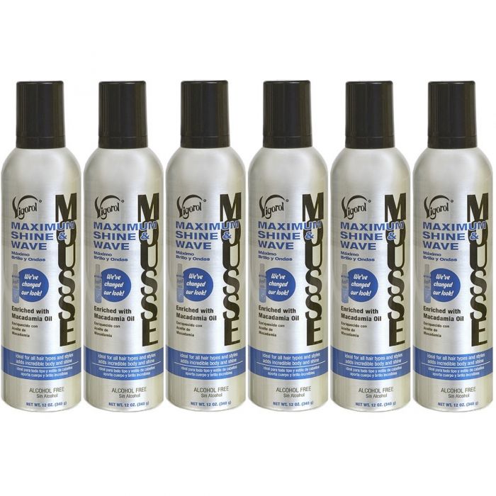 Vigorol Maximum Shine Wave Mousse 12 oz - 6 Pack