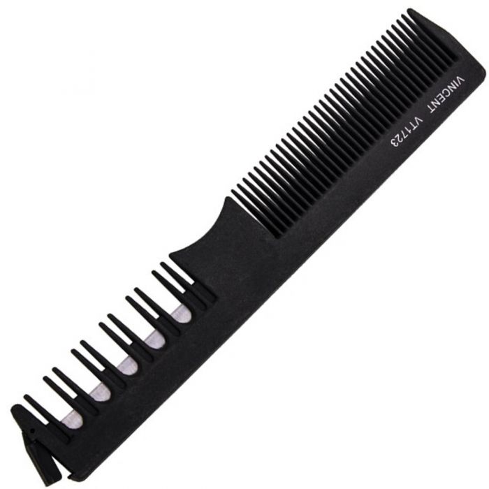 Vincent Notching 2-Way Carbon Razor Comb #VT1723