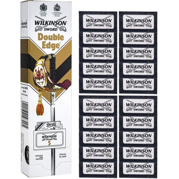 Wilkinson Sword Classic Double Edge Razor Blades Pillar Pack - 100 Blades [5 Blades x 20 Pack]