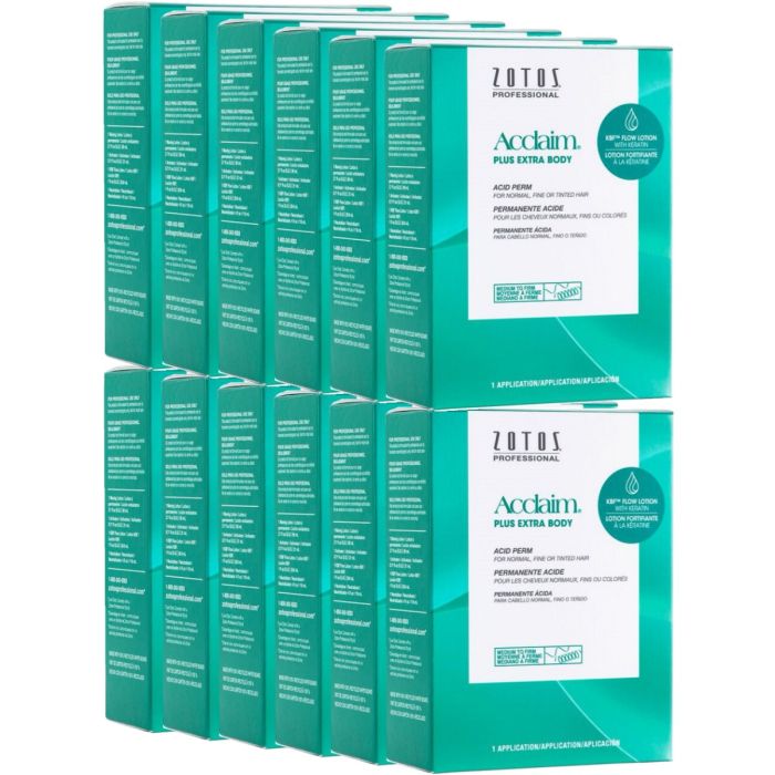 Zotos Acclaim Plus Extra Body Acid Perm for Normal, Fine or Tinted Hair (Medium to Firm) - 1 Application [12 Pack]
