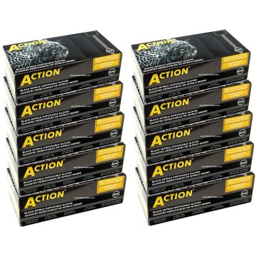 Action Black Nitrile Disposable Powder Free Gloves 100 Pcs [S-XL] [10 Pack]