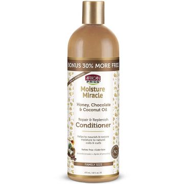 African Pride [BONUS 30% MORE FREE] Moisture Miracle Honey, Chocolate & Coconut Oil Repair & Replenish Conditioner 16 oz