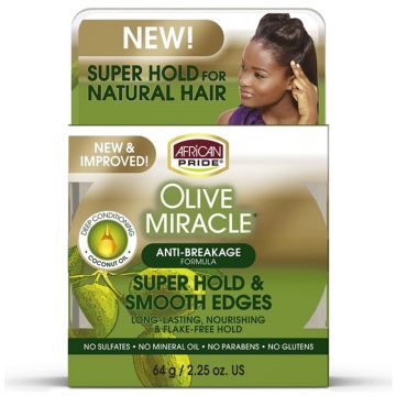 African Pride Olive Miracle Anti-Breakage Formula Super Hold & Smooth Edges 2.25 oz