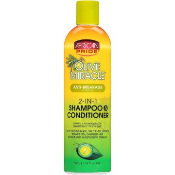 African Pride Olive Miracle Anti-Breakage 2-IN-1 Shampoo & Conditioner 12 oz