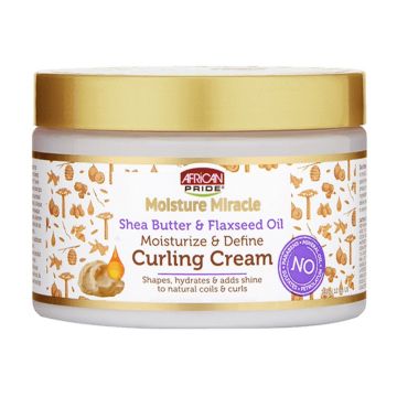 African Pride Moisture Miracle Shea Butter & Flaxseed Oil Moisturize & Define Curling Cream 12 oz