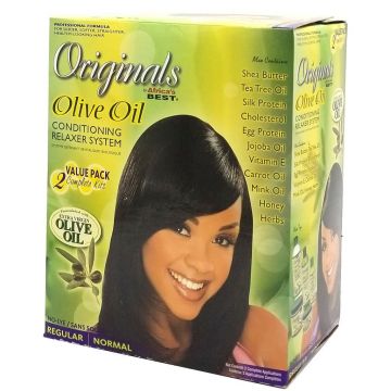 Africa's Best Originals Olive Oil Conditioning Relaxer Kit Regular - 2 Complete Application