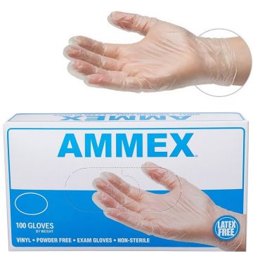 AMMEX Vinyl Powder Free Exam Gloves 100 Pcs [S to L Available]