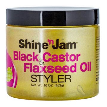 Ampro Shine 'n Jam Black Castor & Flaxseed Oil Styler 16 oz