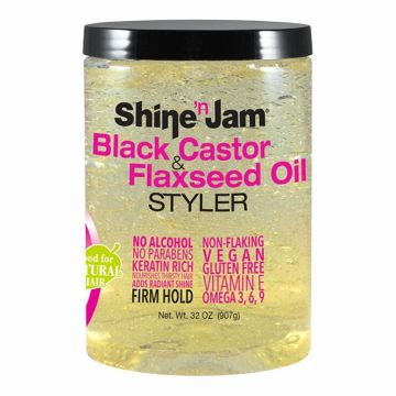 Ampro Shine 'n Jam Black Castor & Flaxseed Oil Styler 32 oz