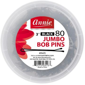Annie 80 Jumbo Bob Pins Jar Black - 3" #3413