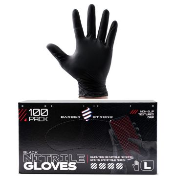 Barber Strong Black Nitrile Gloves 100 Pcs [S-XL]