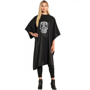 Betty Dain Sugar Skull Styling Cape #8002-BLK/SIL