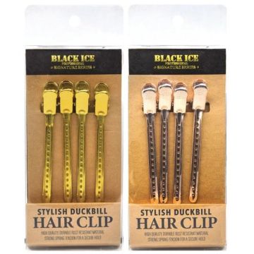Black Ice Stylish Duckbill Hair Clips 4 Pack [2 Color Options]