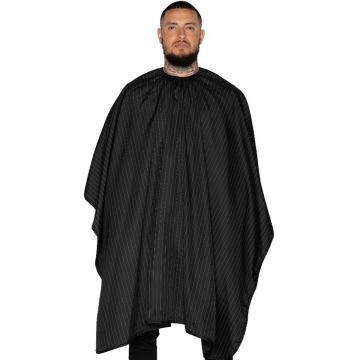 Barber Strong The Barber Cape - Black w/ White Pinstripe #BSC02-BLK/WHT