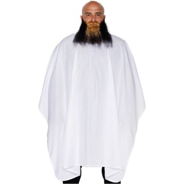 Barber Strong The Barber Cape - White w/ Black Pinstripe #BSC03-WHT/BLK