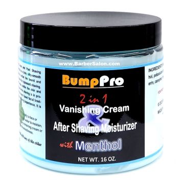 Bump Pro 2 in 1  Vanishing Cream After Shaving Moisturizer with Menthol 16 oz