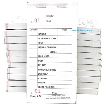 Cameo #5 Salon Color Check Pad [White] - 1,200 Slips [100 Slips x 12 Pack]