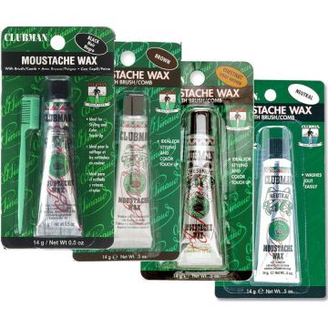 Clubman Moustache Waxes 0.5 oz [4 Color Options]