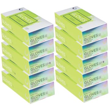 Colortrak Disposable Powder Free Vinyl Gloves Black 100 Pcs - Large #100DG-L - 10 Pack