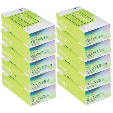 Colortrak Disposable Powder Free Vinyl Gloves Black 100 Pcs - Medium #100DG-M [10 Pack]