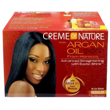 Creme of Nature Argan Oil Advanced Straightening with Exotic Shine No-Lye Relaxer Kit Regular - 1 Application