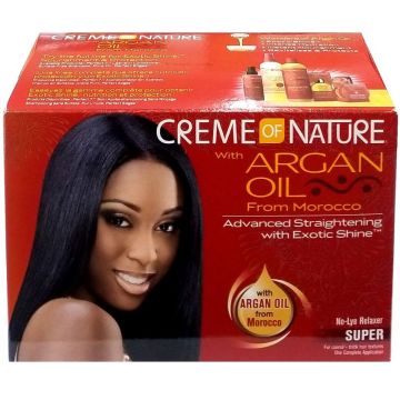 Creme of Nature Argan Oil Advanced Straightening with Exotic Shine No-Lye Relaxer Kit Super - 1 Application