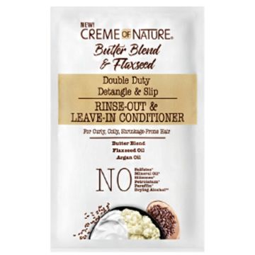 Creme of Nature Butter Blend & Flaxseed Double Duty Detangle & Slip Rinse-Out & Leave-In Conditioner 12 oz