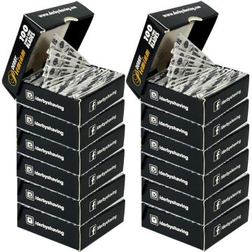 Derby Premium Single Edge Razor Blades - 1,200 Blades [100 Blades x 12 Pack]
