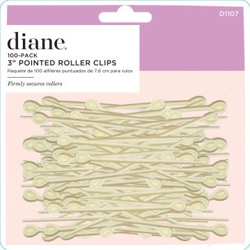 Diane Pointed Roller Clips 3" White - 100 Pack #D1107