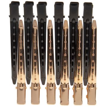 Diane Duck Bill Clips - Black & Gold 3.5" - 12 Pack #D2022