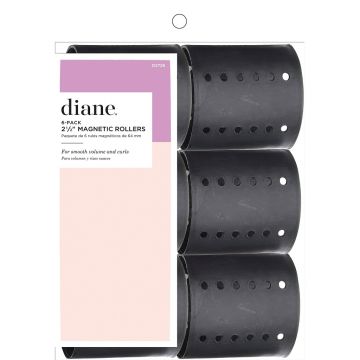 Diane Magnetic Rollers 2-1/2" Black - 6 Pack #D2726