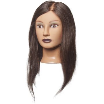 Diane 100% Human Hair Mannequin Head - Brown Hair Light Complexion - Eva 22" - 24" #D311