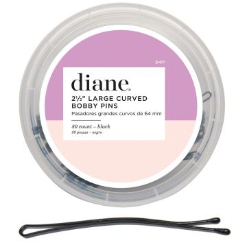 Diane Large Curved Bobby Pins 2-1/2" Black - 80 Count Jar #D417