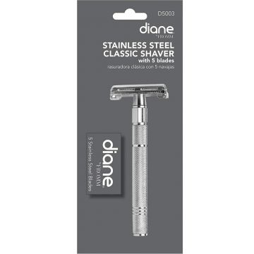 Diane Stainless Steel Classic Shaver with 5 Blades #D5003