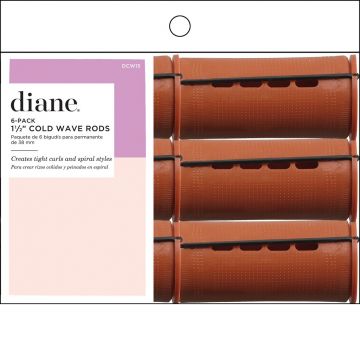 Diane Cold Wave Rods 1 1/2" Brown - 6 Pack #DCW15