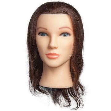 Diane 100% Human Hair Mannequin Head - Brown Hair Light Complexion - Lucy 17" - 19" #DMM002