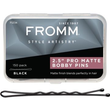 Fromm Style Artistry Pro Matte Bobby Pins 2.5" Black - 150 Count Jar #F5234